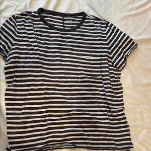 Old Navy Black and White Striped Boyfriend Tshirt